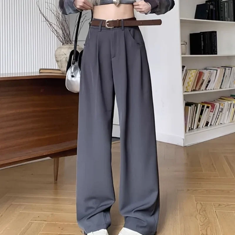 Deeptown Brown Suit Pants Women Autumn Wide Baggy Casual Korean Fashion Vintage Elegant Office Ladies Trousers Harajuku Slacks
