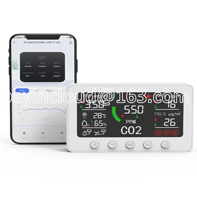 

TVOC PM2.5 PM1.0 анализатор газа, контроллер Co2, счетчик частиц, приложение Tuya, Wi-Fi, RS485, комнатный 7 в 1 монитор качества воздуха Co2