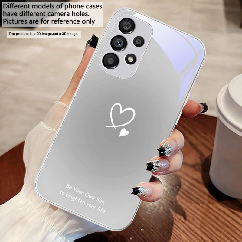 Gradient Heart Shape Glass Phone Case