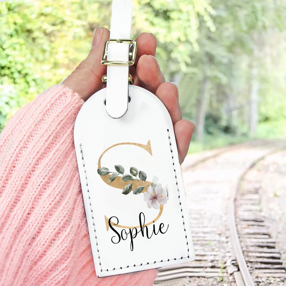2 Targhette Bagaglio In PU Ricamate Per Coppia | Regalo Luna Di Miele O Viaggio | Etichette Valigia Romantiche - 6
