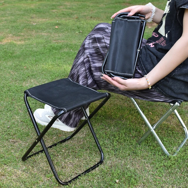 Portable Camping Stool Folding Fishing Chair Small Foldable Chair for  Outdoor Hiking Gardening BBQ Beach with Carry Bag - AliExpress