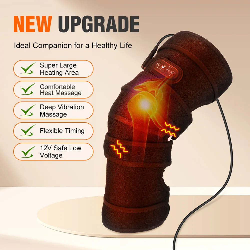 Knee Massager Heating Vibration Large Knee Support Pad Belt Thermal Hot Compress Relax Muscle Massage Instrument Knee Brace Pads