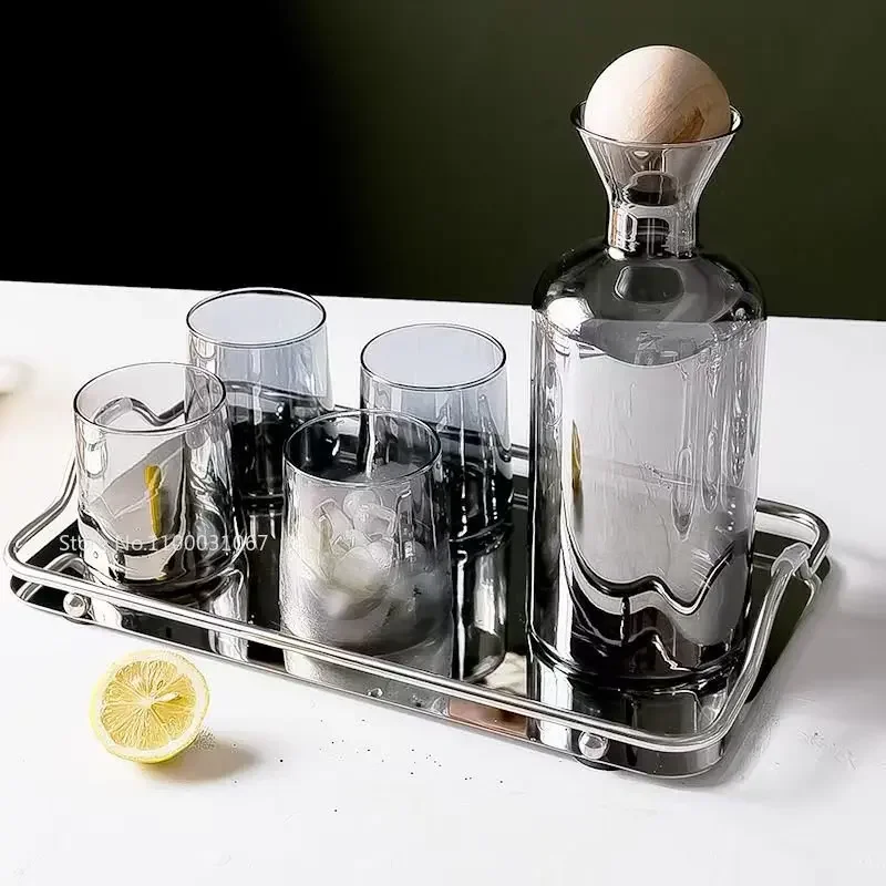 Gray Amber Color Glass Water Pitcher with Handle Heat Resisttant Cold Hot Kettle Large-capacity Tea Pot Water Bottle Juice Jug