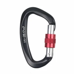 Premium Safety Screw Lock Carabiner for Outdoor Mountaineering (Black Red)