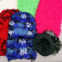 Hip Hop Balaclava Distressed Knitted Caps Full Face Ski Mask Women Outdoor Camouflage Fleece Fuzzy Ski Balaclava Beanies Men Hat 2