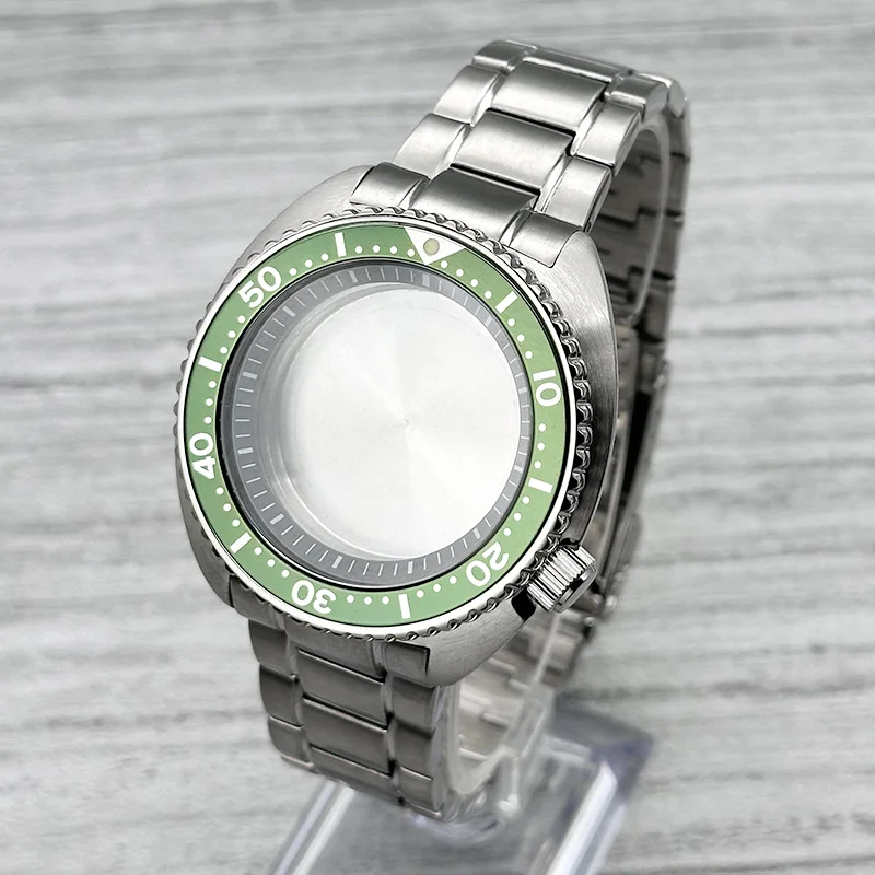 Silbernes 6105 6309 Turtle Abalone Uhrengehäuse mit Saphirglas, passend für NH35 NH36 4R35 7S Uhrwerke, 28,5mm Zifferblattgehäuse, modifiziertes Teil – Detail 2