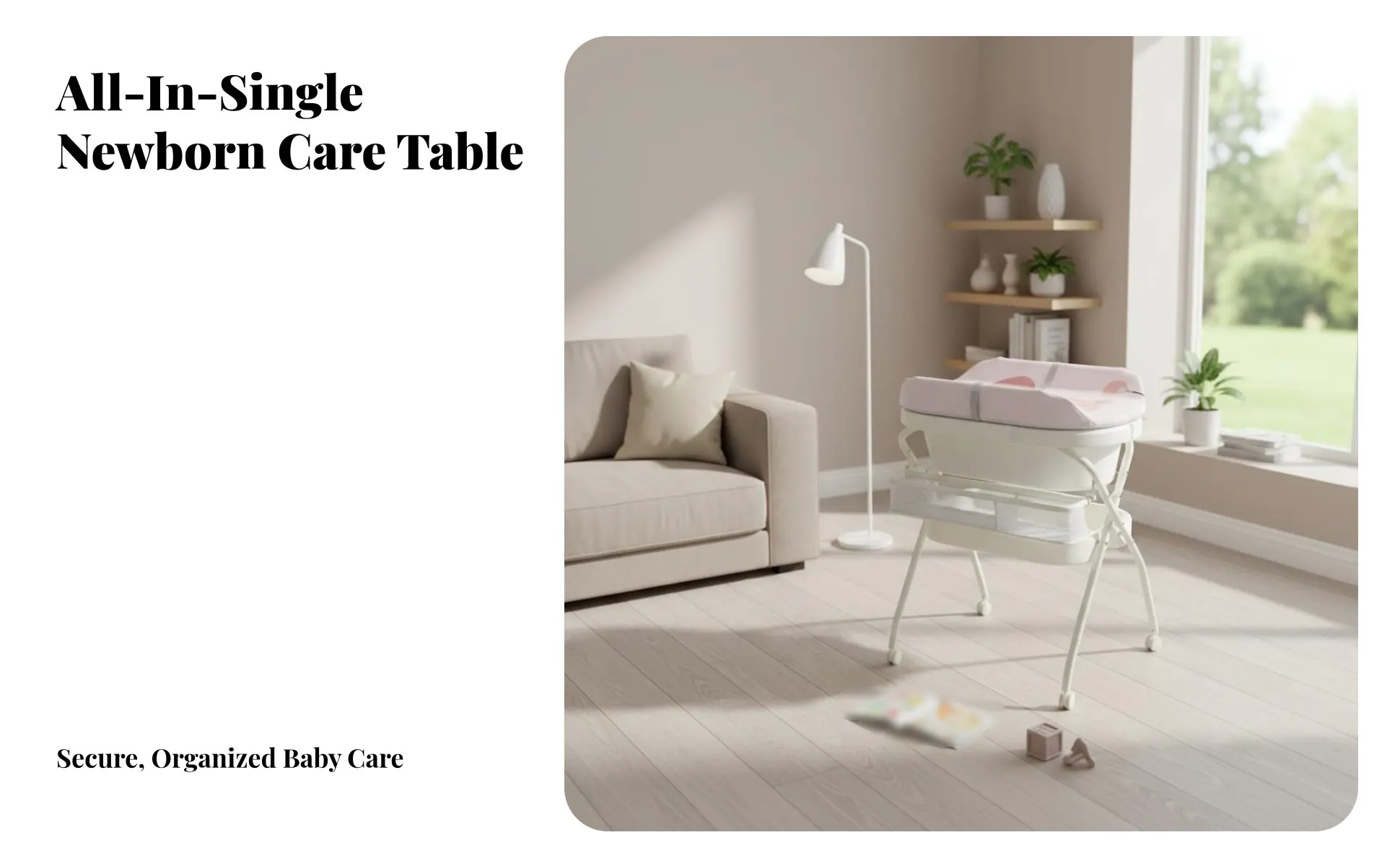 Changing Table with Bathtub Multi-Functional Foldable Baby Changing Table Folding Diaper Station Space-Saving for Home, Bathroom