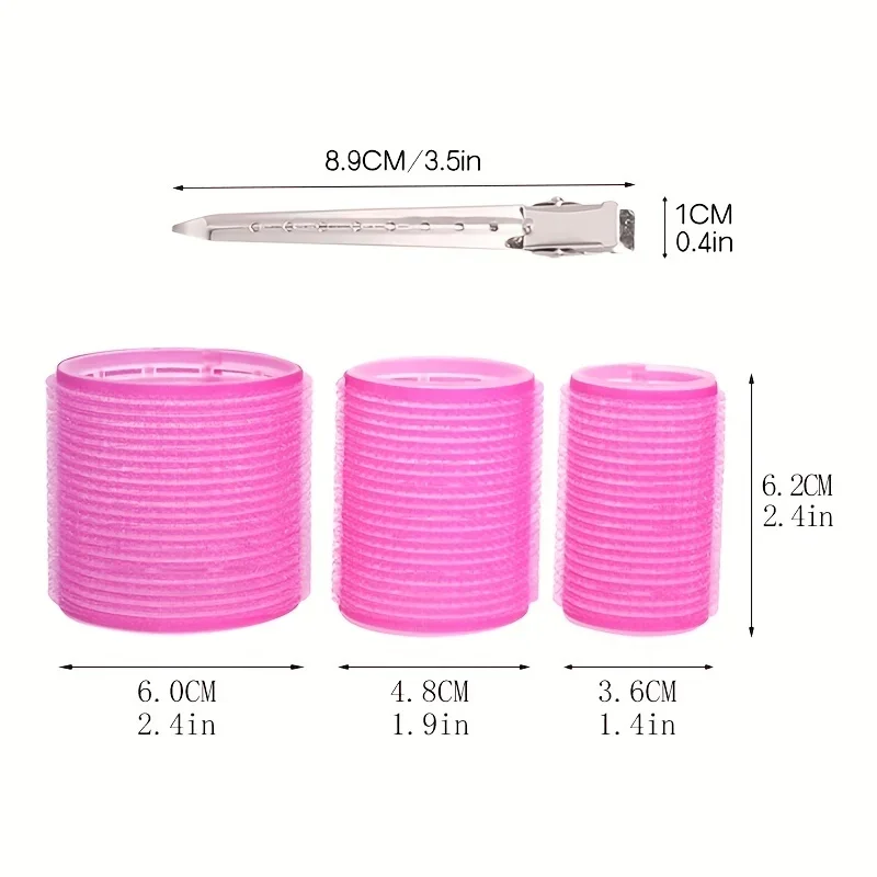 28pcs/Set Hair Roller Sets, 18pcs Plastic Self Grip Hair Curlers 3 Sizes Rollers, 10pcs Metal Clips, DIY Hairdressing Tools