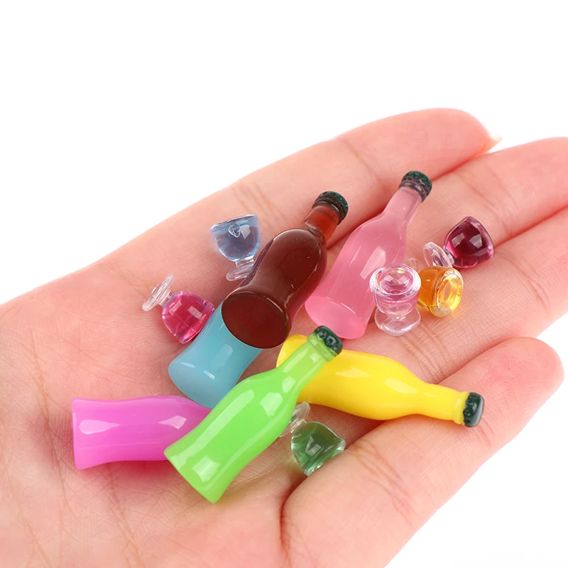 

12pcs/set 1:12 Dollhouse Mini Wine Bottles Cups Drink Bottles Simulation Drinks Model Toys for Doll House Decoration Accessories