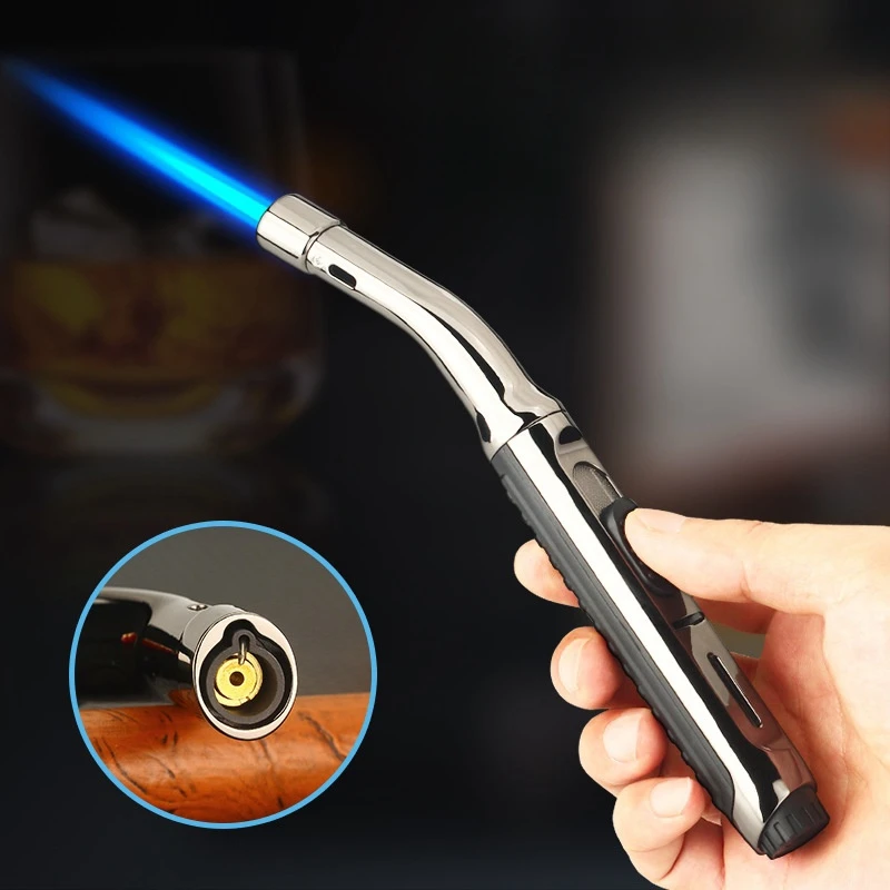 Metal Elbow Windproof Strong Jet Flame Torch Gas Lighter Visible Gas Window Lock Fire Switch Outdoor BBQ Kitchen Cigar Lighters gas lighter,torch lighter