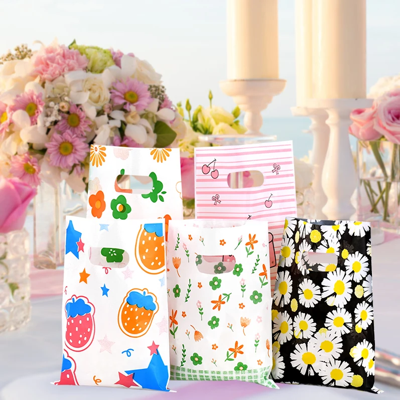 20 Stück kleine Kunststoff-Geschenke mit mehreren Mustern, Verpackungsbeutel, Geburtstagsfeier, Süßigkeiten, Handtasche, Hochzeit, bunte Dekortasche, kleine Einkaufstasche – Detail 21