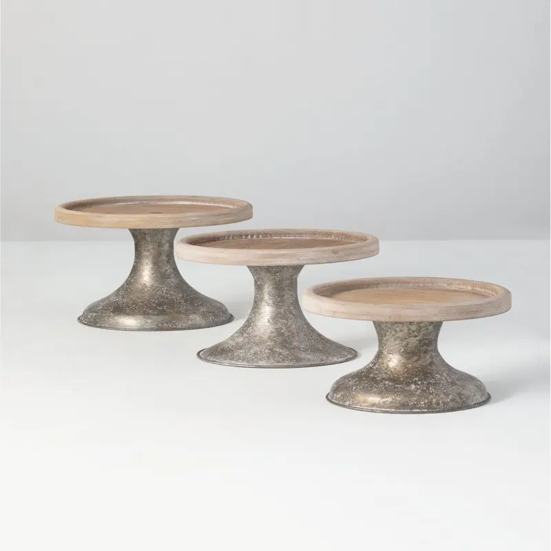 

Set of 3 Serving Stands 8.25"H, 7.5"H & 6.25"H Brown