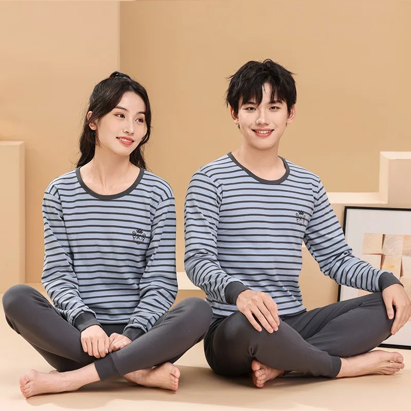 새로운 청소년 남아 잠옷 겨울 긴팔 아동복 수면복 면 파자마 세트 어린이용 8 9 10 12 14 17세