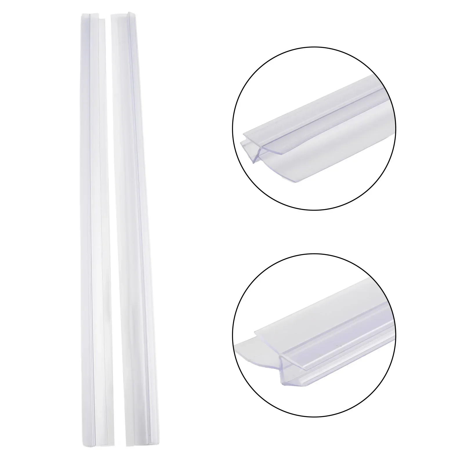 Bathroom Shower Screen Door Seal Strip PVC 2pcs 4-6mm 50cm