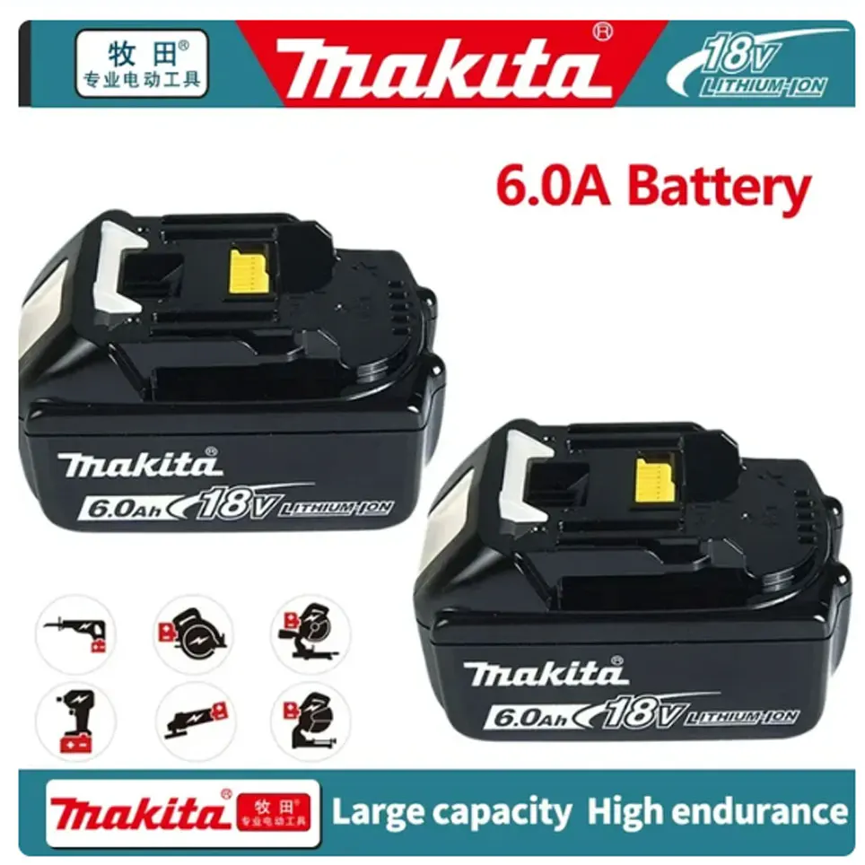 

Makita 18V 6.0Ah Battery Original Lithium ion Rechargeable Battery 18V 6000mAh drill Replacement Battery BL1860 BL1850 BL1860B