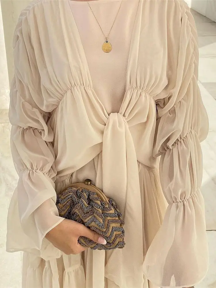 Ramadan Eid Tunic Puff Sleeve Cardigan Muslim Abayas Kimono Musulmane Dubai  Fashion Muslim Dress Arab Worship Service wy701 - AliExpress 200000345