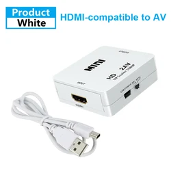 Universal HDMI to RCA AV Converter Adapter - Mini Box Composite Video Scaler for Enhanced Connectivity (White)