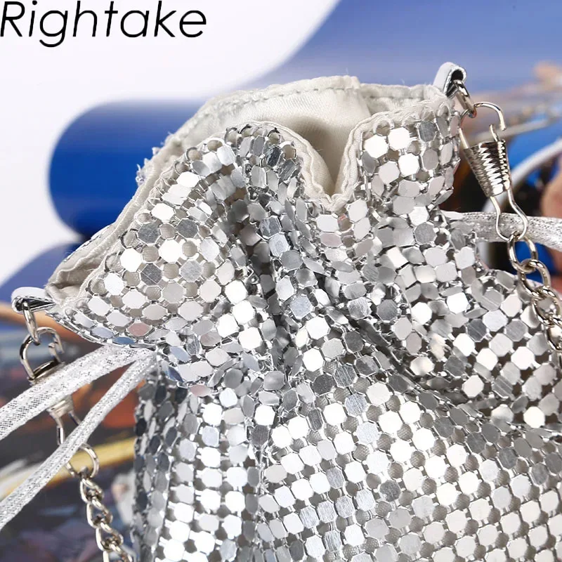 Rightake Fashion Handmade Sequin Women Bag Wedding Party Cocktail Handbags Purses Bridal Lady Small Day Clutches Handbags