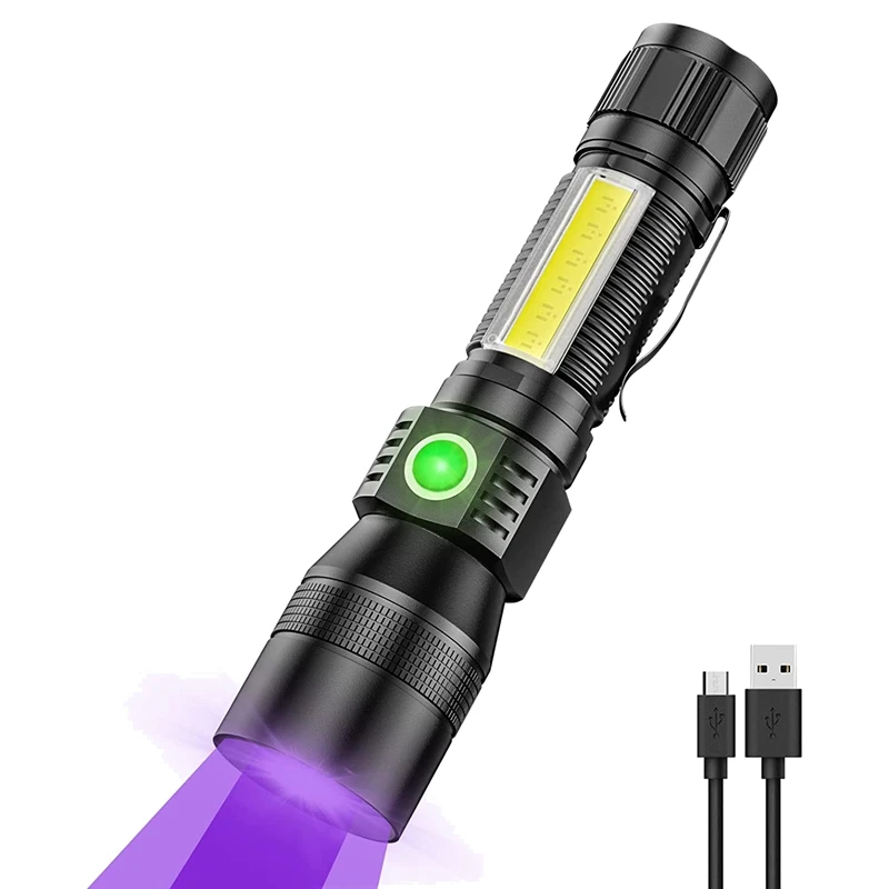 

Ультрафиолетовый фонарик, супер яркий маленький перезаряжаемый водонепроницаемый магнитный фонарик, карманная вспышка