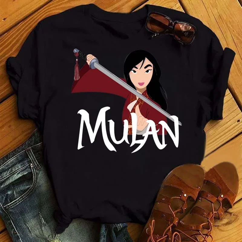 Mulan Princess New Fashion Women T-Shirt Funny Disney Printed Harajuku Cute Anni '90 Girls Tee Shirt 2024 Summer Abbigliamento Femminile Top
