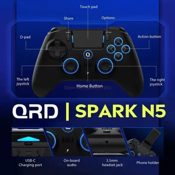 Nuovo controller wireless Qrd Spark N5 per PS5 Ps4 Ps3 Ios Android Pc effetto Hall luci a LED a 8 colori effetto vibrazione Gamepad 1