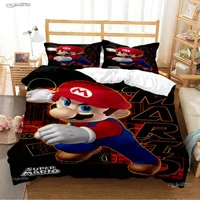 Ensembles de literie toutes saisons Mario Cartoon Game, housse de couette et taies d'oreiller, mignon, doux, simple, double, reine, roi, athlon 2