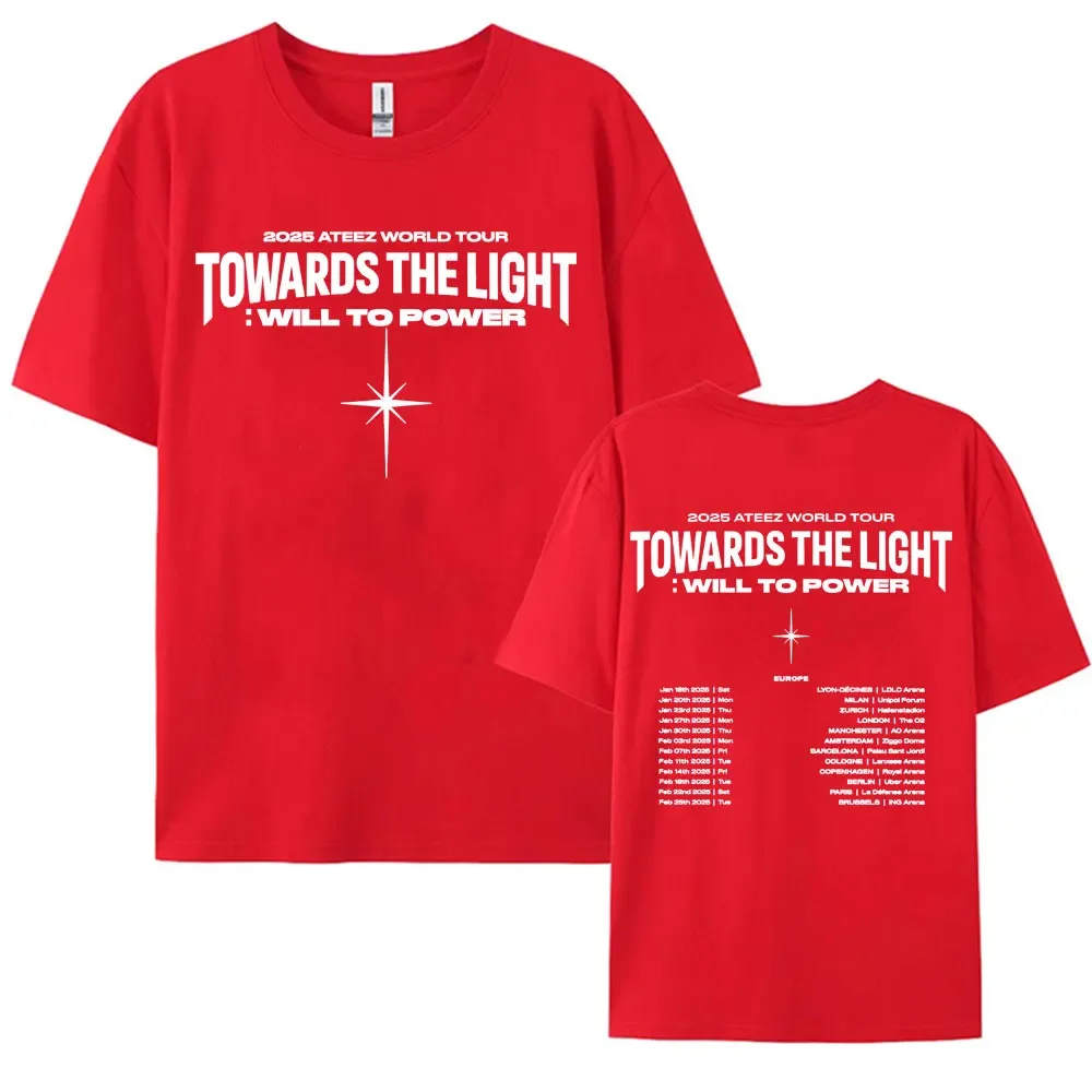 2025 Ateez World Tour Towards The Light: Will To Power T Shirt Men Women Korean Fashion High Quality Casual 100% Cotton T-shirts 4