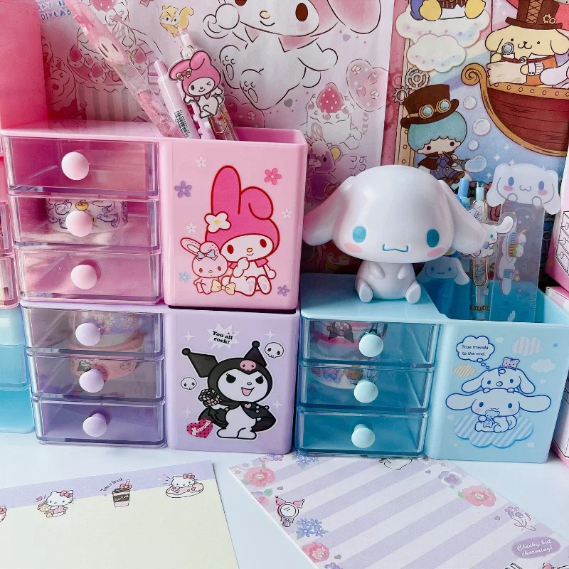 

Kawaii Sanrio аниме Cinnamoroll My Melody Настольный ящик для хранения студент Hello Kitty милый мультфильм Kuromi аккуратные канцелярские принадлежности