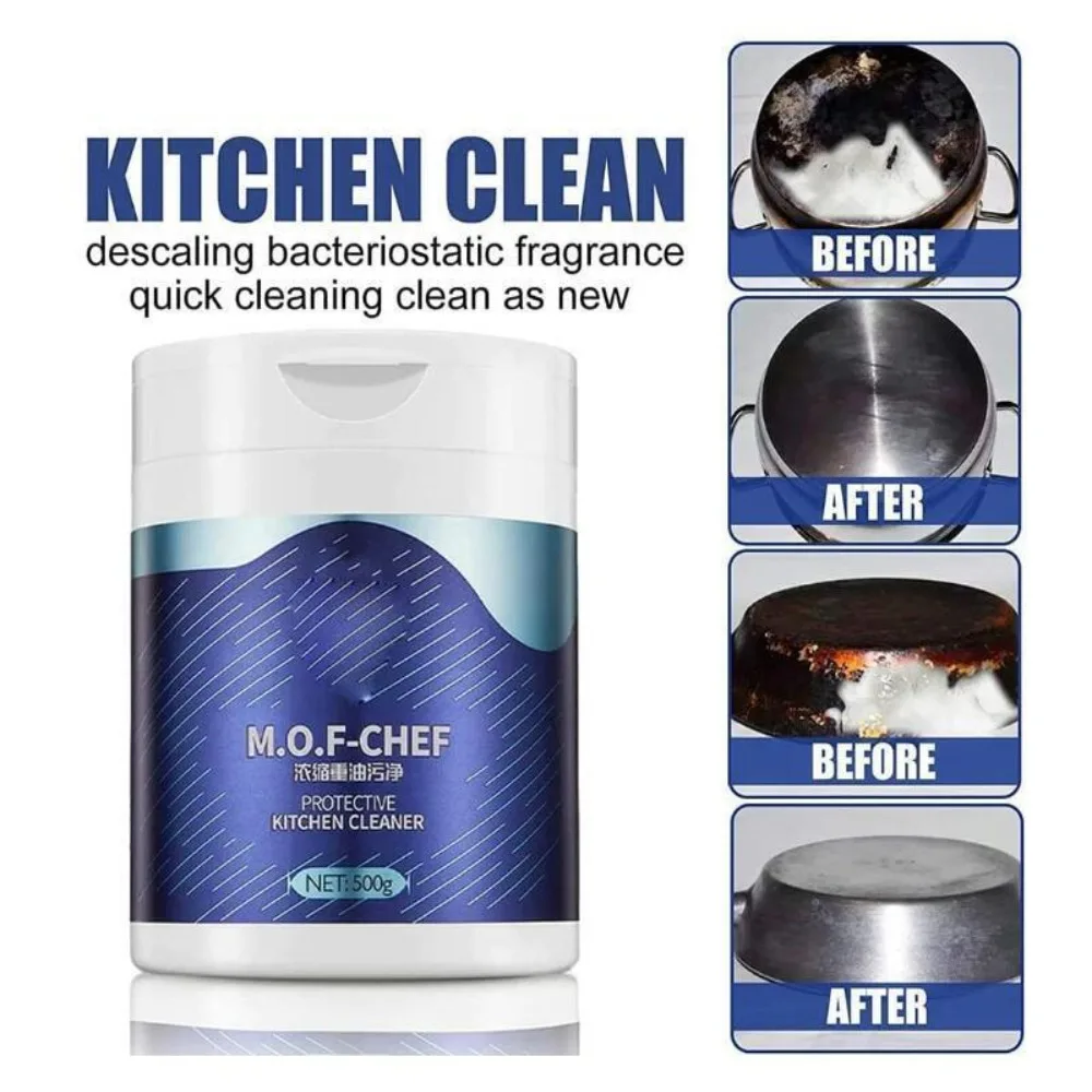 Mof Chef Cleaner Powder-Heavy Oil Stain Powder Cleaner,All Purpose Stain Remover oil cleaner kitchen cleaner