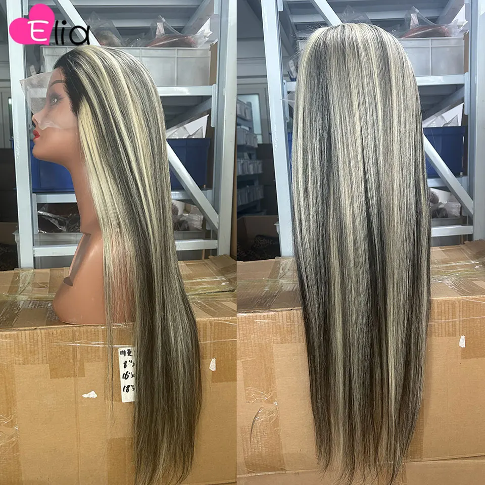 Human Hair Wig 613 with Black Highlights Transparent 13x6 Lace Front Straight 13x4 Lace Frontal For Women Preplucked