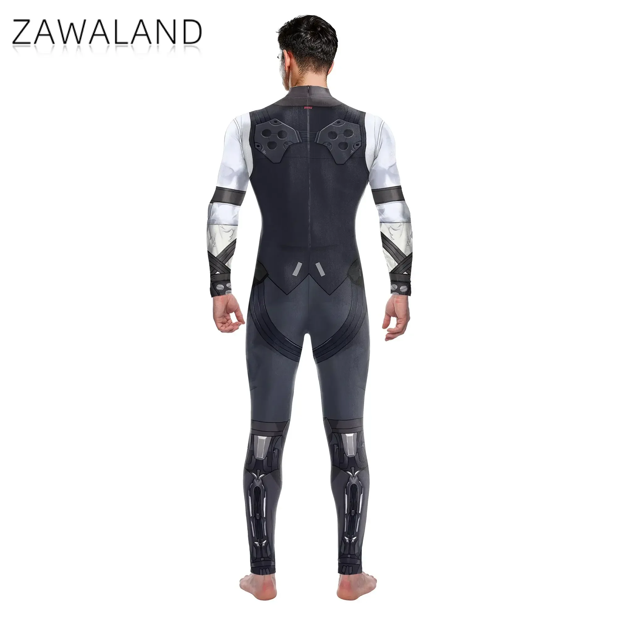 Zawaland Cosplay Lecarn Game Character with Tail Jumpsuit Men Carnival Funny Anime Costume Adult Zentai Bodysuit Fancy Catsuit