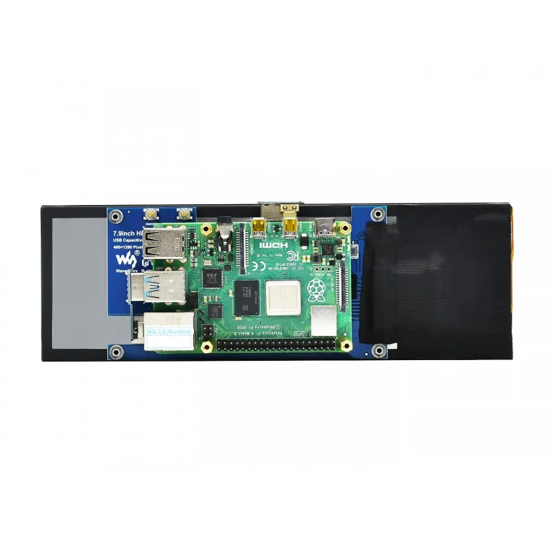 Lcd display screen Touch screen digitizer glass 7.9inch capacitive touch screen LCD 400&times;1280 HDMI display interface, IPS panel, toughened glass cover for Raspberry Pi