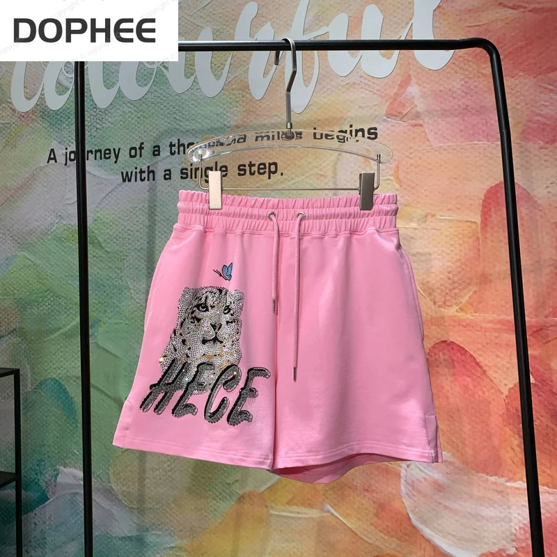 luxury-hot-drilling-tiger-silver-wings-pink-shorts-2022-new-summer-drawstring-elastic-waist-loose-wide-leg-casual-street-shorts