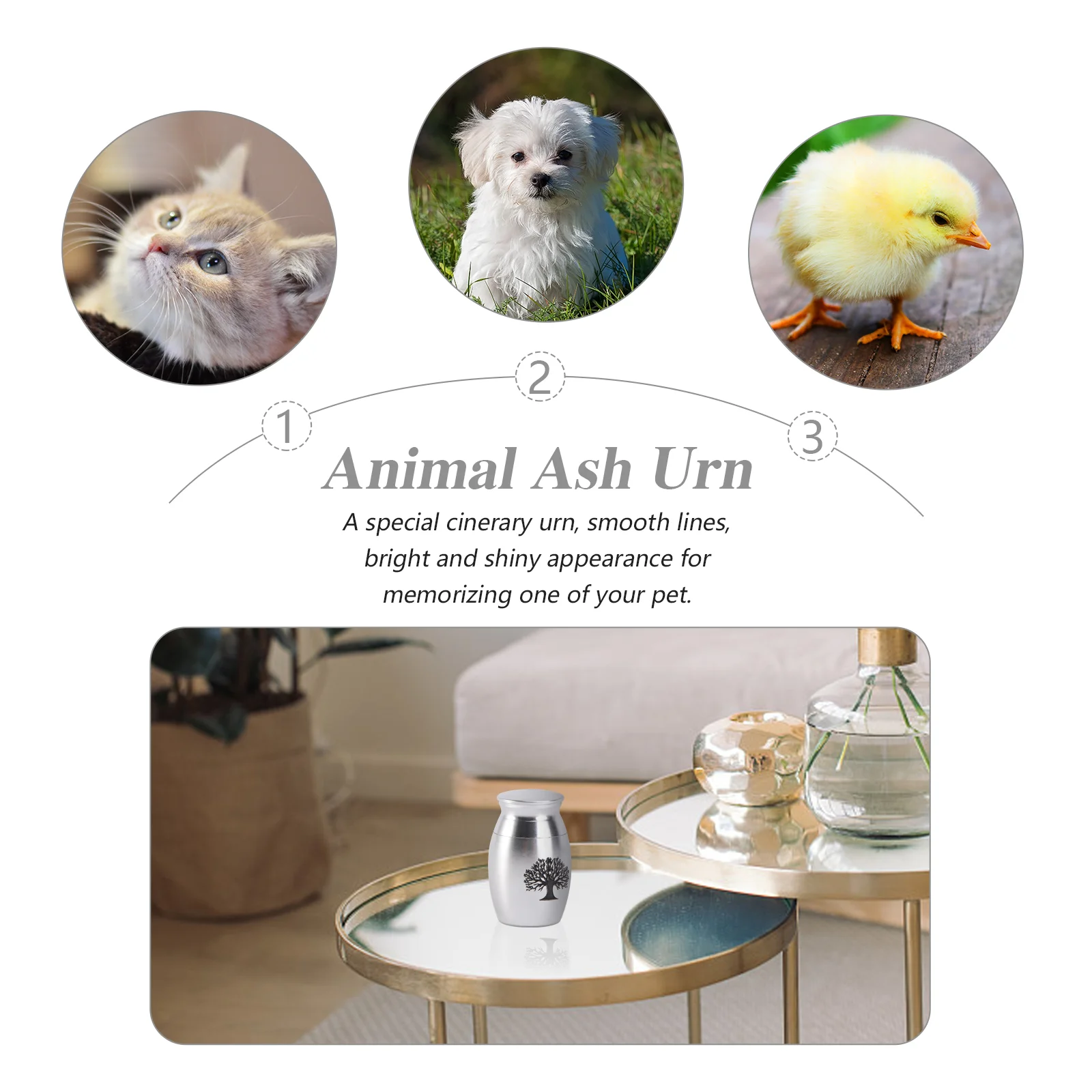 Pet Urn Animal Practical Ash Can Jar Ashtray Cinerary Casket Stainless Steel Container Cat Tank
