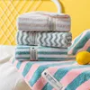 1Pc 34x75cm Colorful Striped Hand Towel Coral Fleece Home Soft Velvet Hair Cloth Bathroom Shower Clean Washcloth 2