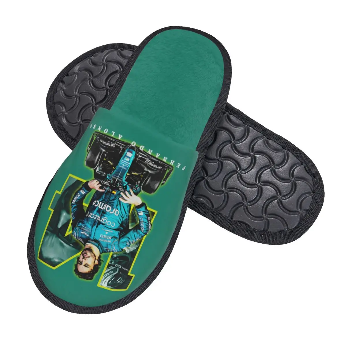 Custom Fernando Sport Motorcycle Guest Slippers for Hotel Women Alonso 14 Number House Slipper 2