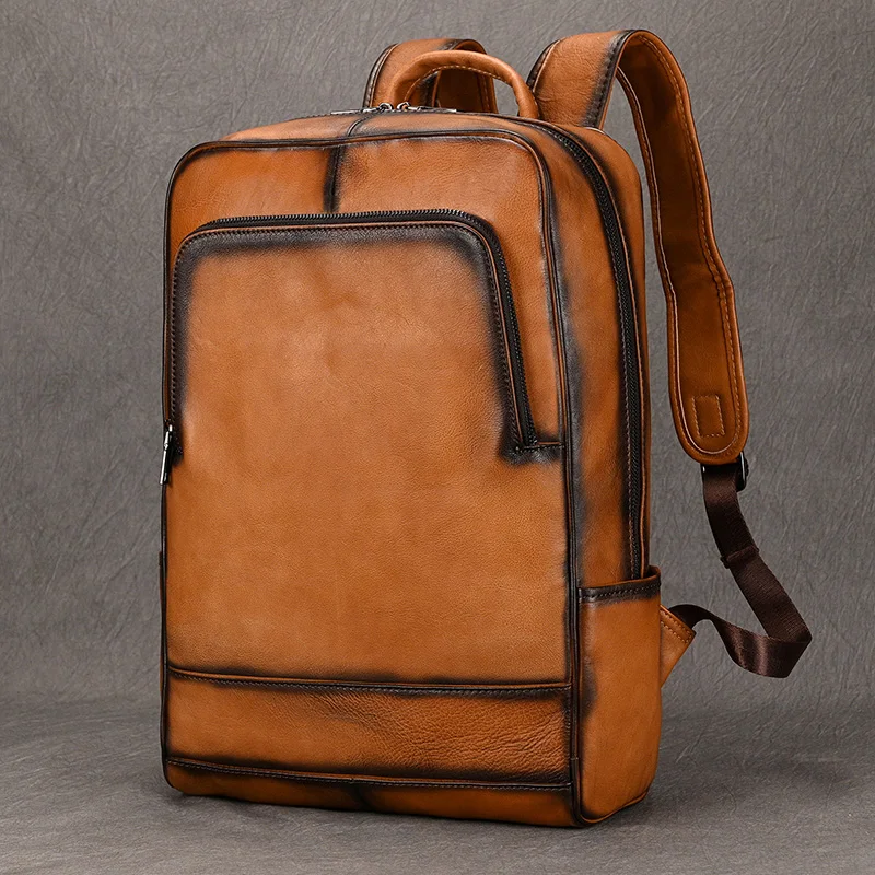 

New design men's leather backpack retro 15.6 inch computer bag leather first layer cowhide backpack business laptop bag fashion