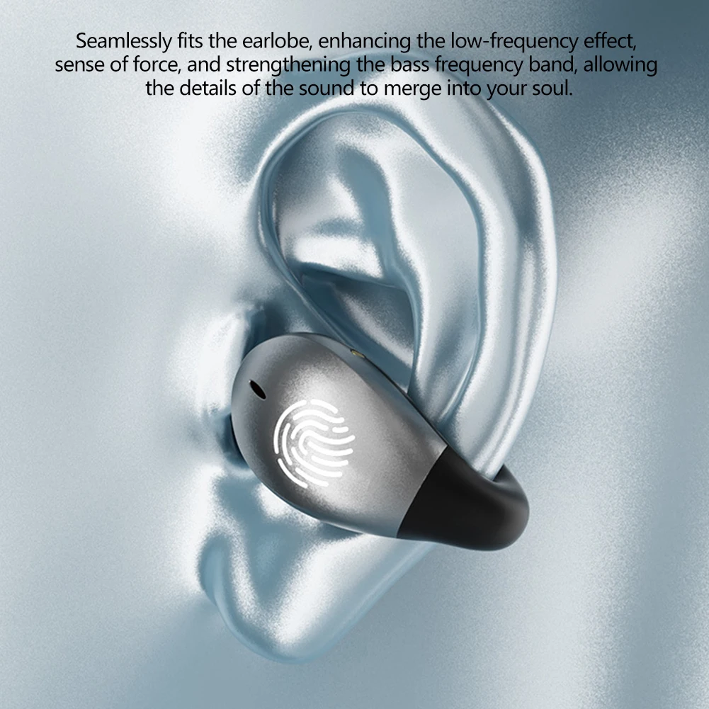Wireless Bluetooth 5.3 Ear Clip Earbuds with Surround Sound & Touch Control