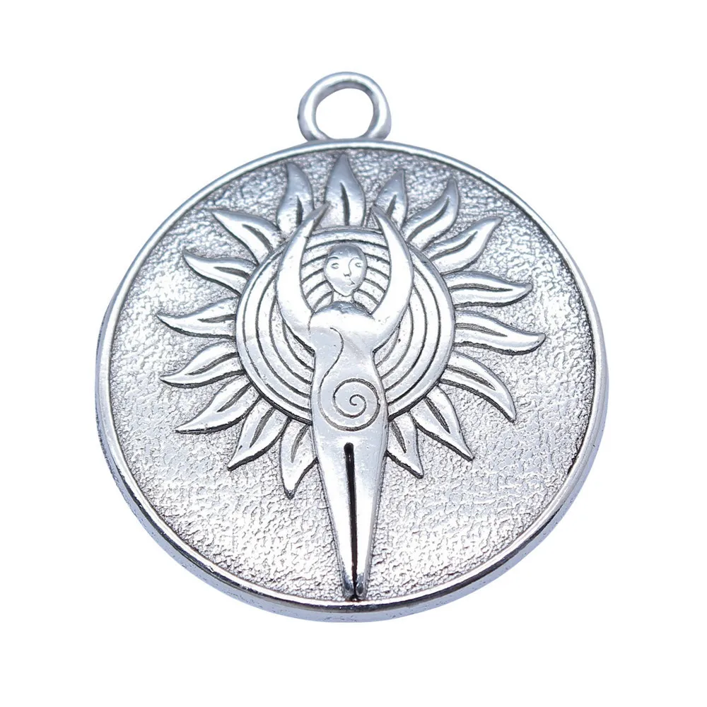 

5pcs/lot 30x35mm Fertility Goddess Round Charms For Jewelry Making Antique Silver Color 1.18x1.38inch