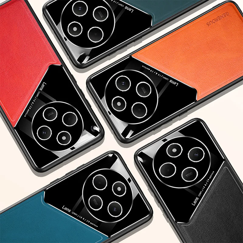 Phone Case Leather Phone Case For Xiaomi Redmi 14C Case Car Magnetic Holder Plexiglass Leather Phone Cover On Redmy 14C 14 C C14 Redmi14C 4G Shockproof Shell