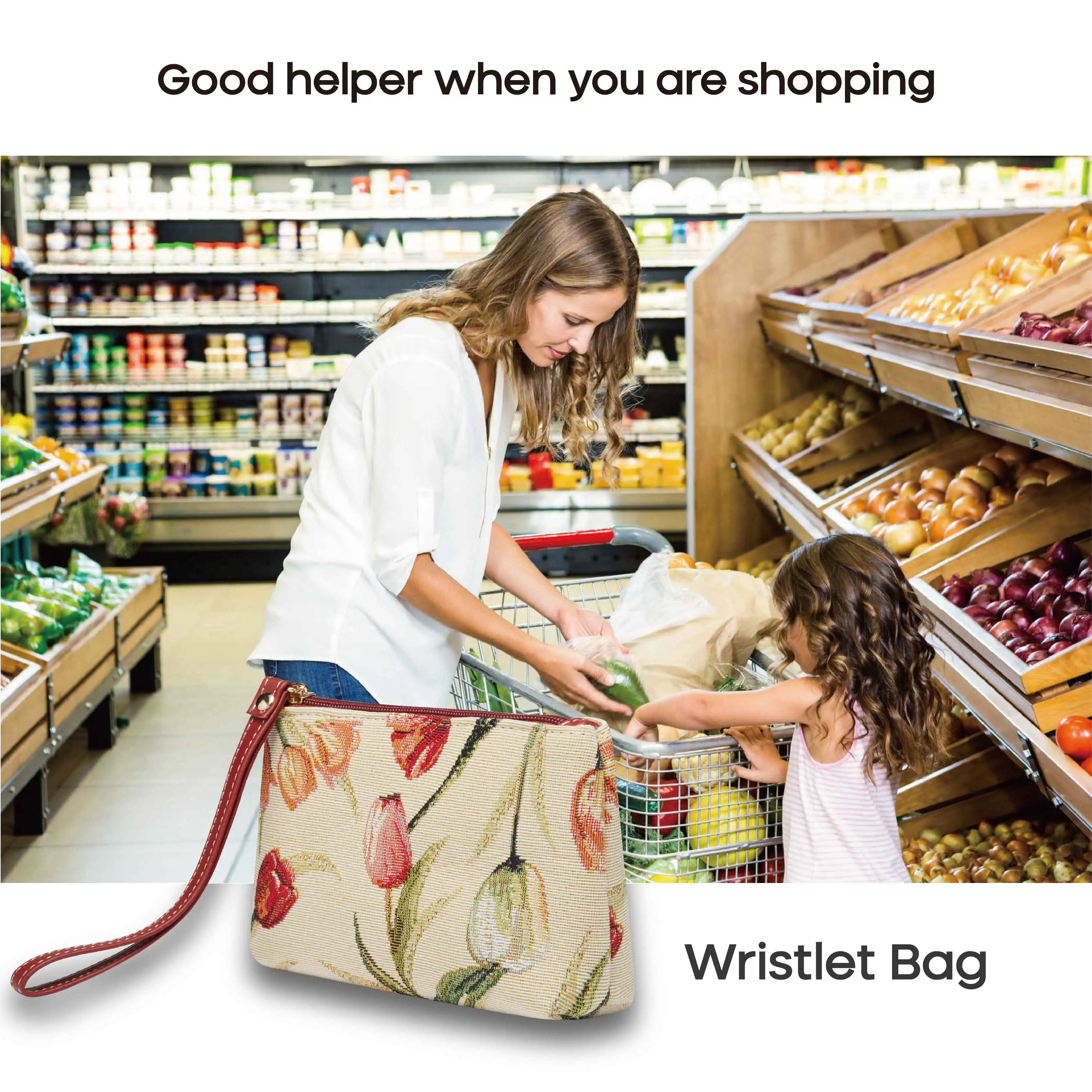 SAJA Coin Purses Wristlets Wrist Bag Women's Wallet Tapestry Bags Pouch Tulip Flower Lipstick Credit Cards Cash Holder For Girl
