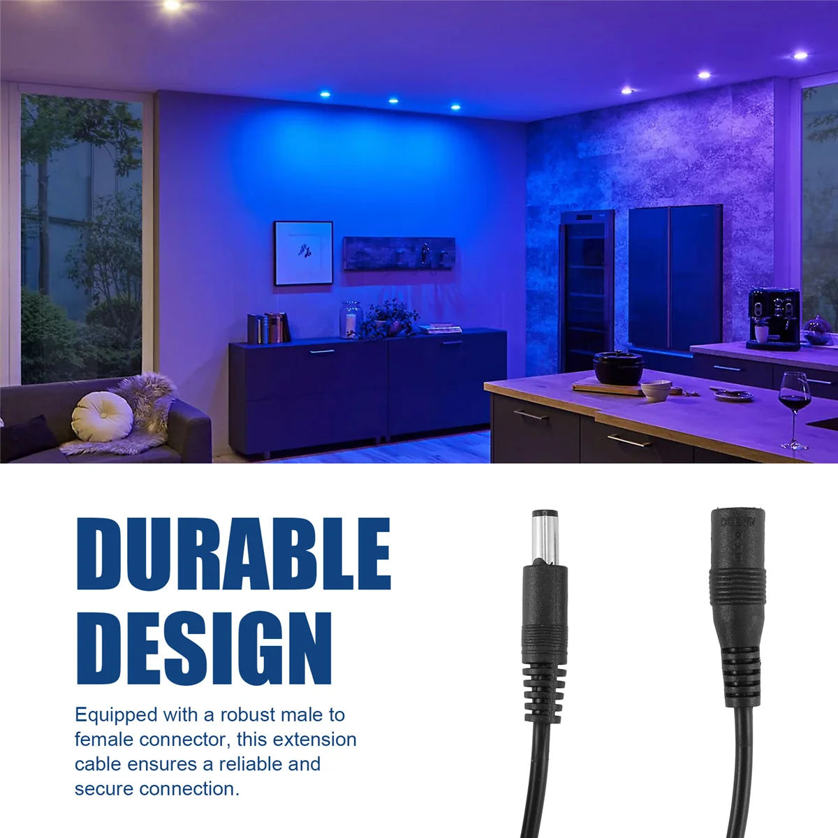 DC Power Extension Cable Connector Extension Cord Jack Adapter Lead Cable DC5521 Connector Male to Female 10M