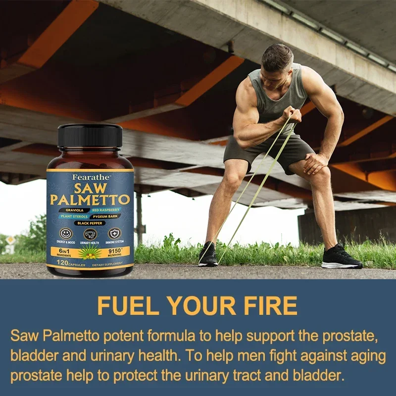 Saw Palmetto Extract 9150 Mg Men's Prostate Supplement Urinary Health DHT Blocker Healthy Hair Energy Mood Immunity
