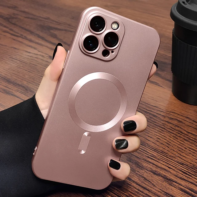 thumbnail image 1 of Funda magnética para teléfono Magsafe para iPhone 15, 14, 11, 13, 12 Pro Max Plus, protector de lente de carga inalámbrica de silicona suave, accesorio, 1 of 5