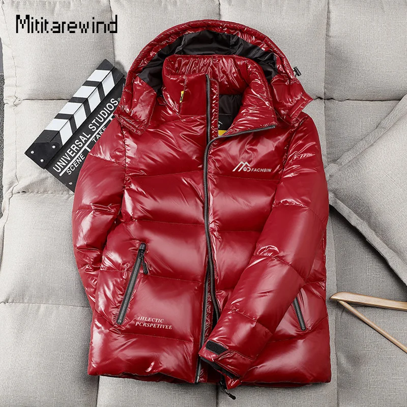 

-30 Degree Down Parkas Coat Winter Jacket Men Parkas 90% White Duck Down Coat Waterproof Hooded Keep Warm Shiny Jacket Parkas