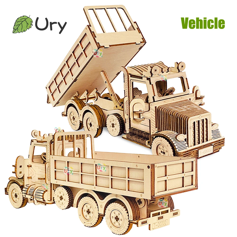3D Wooden Truck & Sports Car Puzzle – Movable Vehicle Model 1