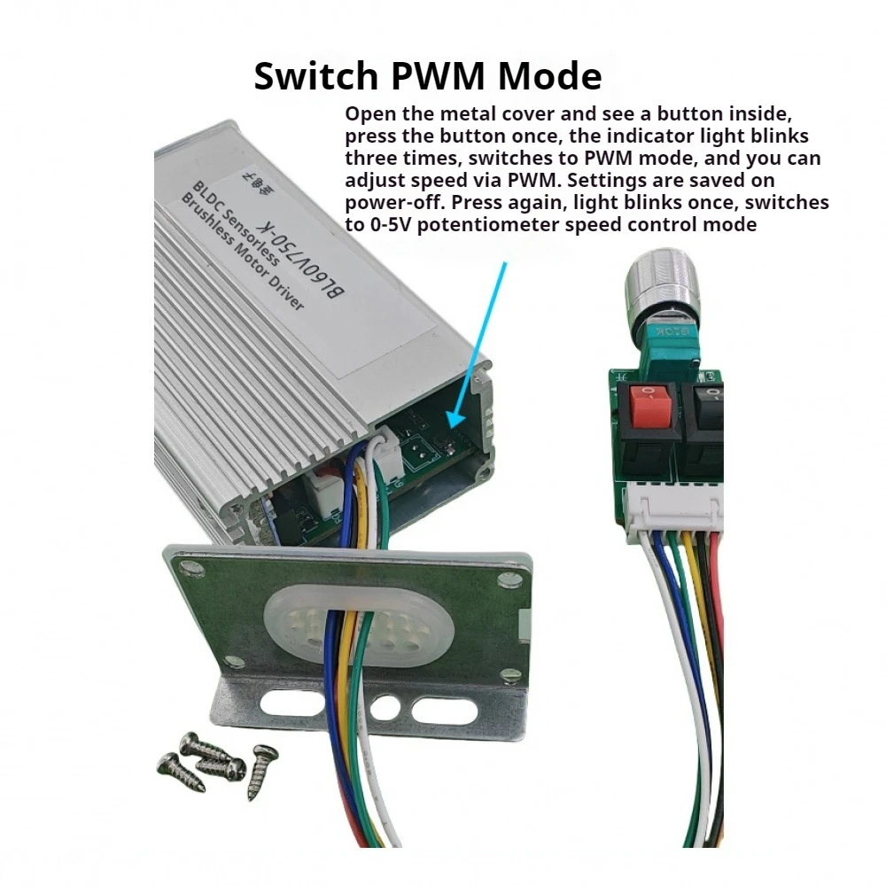 750W 3상 DC6-60V 브러시리스 모터 드라이버 모듈 BLDC 모터 홀리스 컨트롤러 정지 역회전 속도 조절기 DIY 프로젝트용