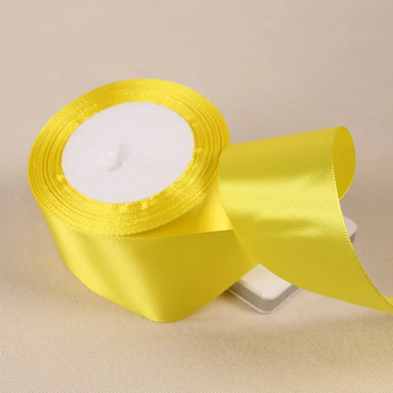 6mm 10mm 15mm 20mm 25mm 40mm 50mm Golden Yellow Silk Satin Ribbons  Christmas Wedding Party Decoration