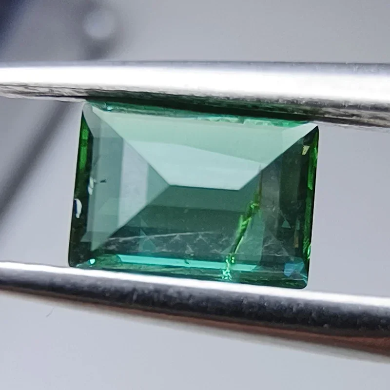 Lab Grown Zambian Hydrothermal Hand Cutting Emeralds Rectangle Shape with Cracks Inclusions Inside Selectable AGL Certificate