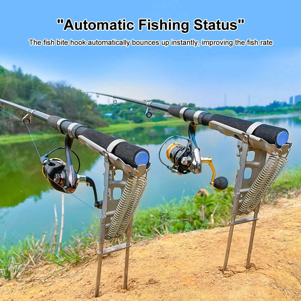 Automatic Spring Fishing Rod Holder Ground Bank Fishing Pole Holder Hook  Setter